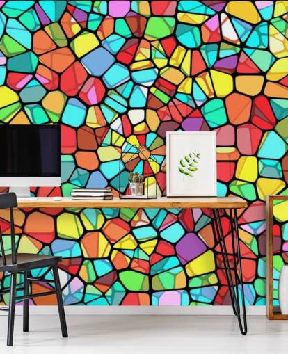 Vitral geométrico colorido 