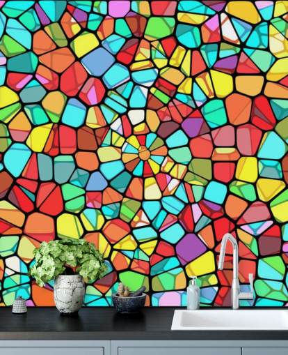 Buntes geometrisches Buntglasfenster Buntes geometrisches Buntglasfenster