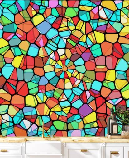 Colourful Geometric Stained Glass Window 