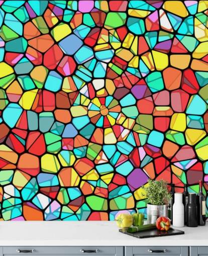 Buntes geometrisches Buntglasfenster Buntes geometrisches Buntglasfenster