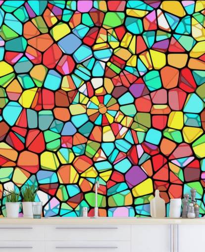 Kleurrijk geometrisch glas-in-lood raam Kleurrijk geometrisch glas-in-lood raam