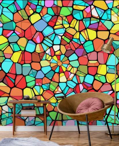Colourful Geometric Stained Glass Window Colourful Geometric Stained Glass Window