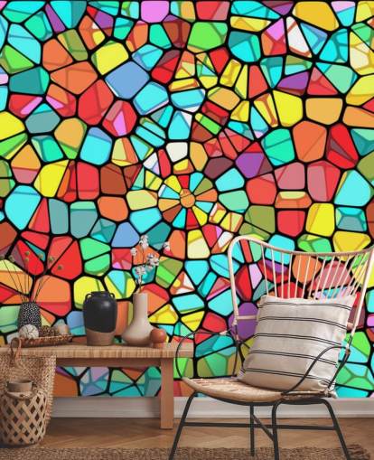 Kleurrijk geometrisch glas-in-lood raam 