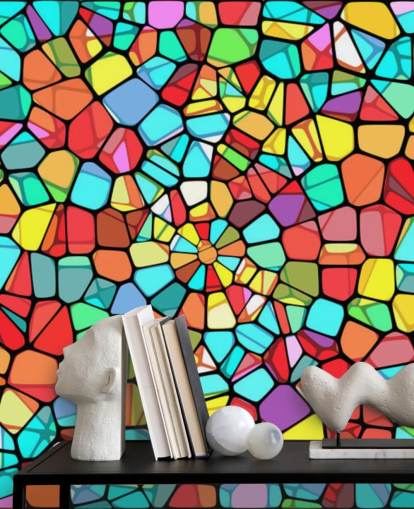 Colourful Geometric Stained Glass Window 