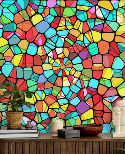 Colourful Geometric Stained Glass Window 