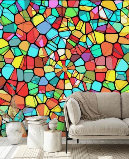 Colourful Geometric Stained Glass Window 