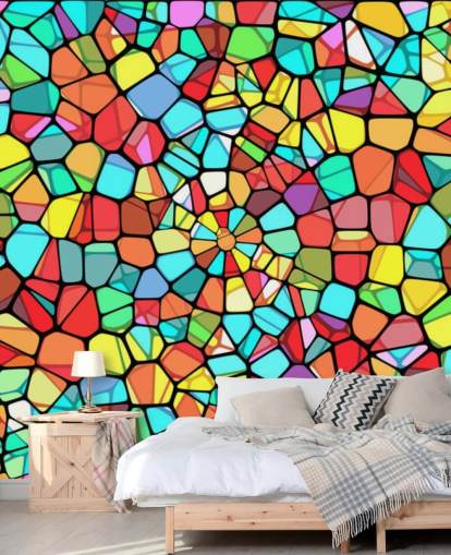 Fargerikt geometrisk glassmaleri 