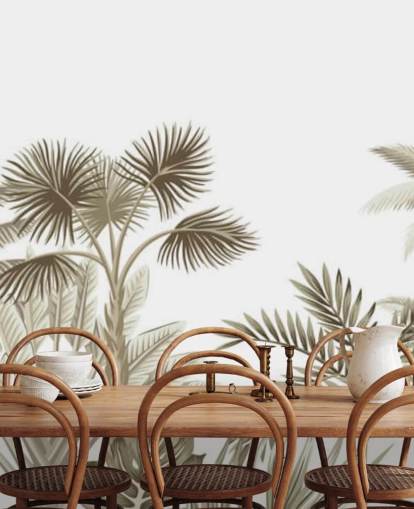 décoration murale très subtile jungle illustrée marron sur fond blanc décoration murale très subtile jungle illustrée marron sur fond blanc