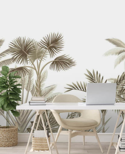 very subtle brown illustrated jungle on white background wall mural very subtle brown illustrated jungle on white background wall mural