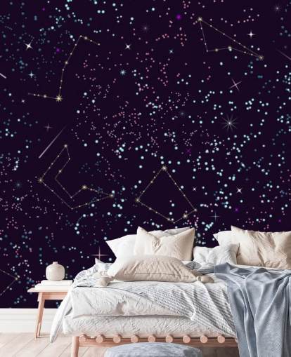 Papel pintado de estrellas y meteoros voladores