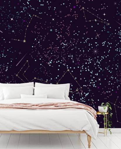 Papel pintado de estrellas y meteoros voladores