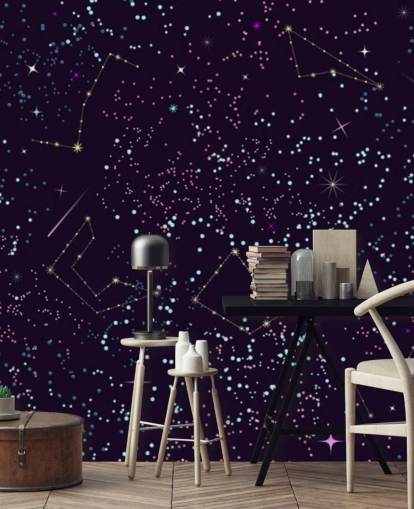 Papel pintado de estrellas y meteoros voladores