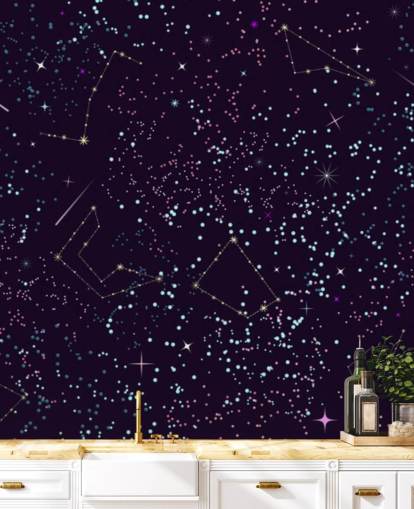 Papel pintado de estrellas y meteoros voladores