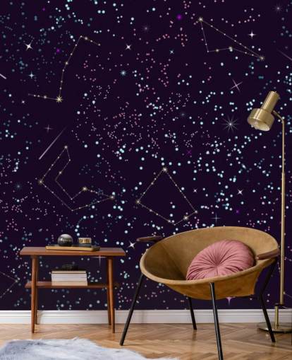 Papel pintado de estrellas y meteoros voladores