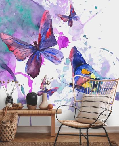Fotomural Mariposas pintadas moradas Fotomural Mariposas pintadas moradas