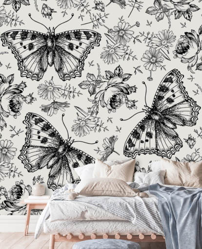 Black and White Butterflies Wallpaper