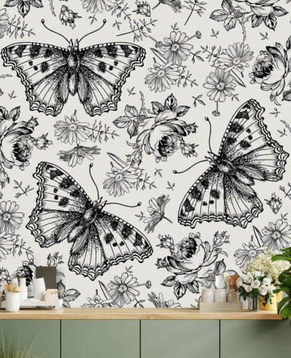 Black and White Butterflies Wallpaper