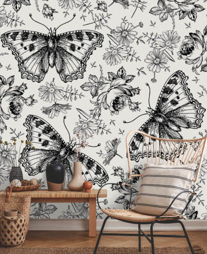 Black and White Butterflies Wallpaper Black and White Butterflies Wallpaper