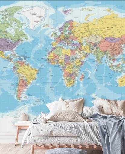 colorful europe centered world map wallpaper