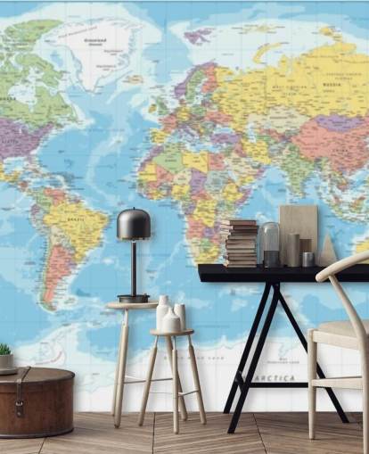 colourful europe centered world map wallpaper