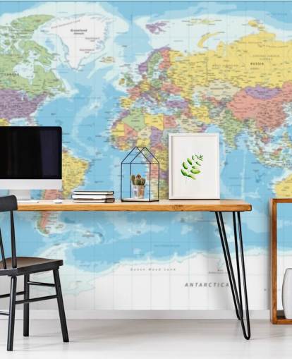 colorful europe centered world map wallpaper