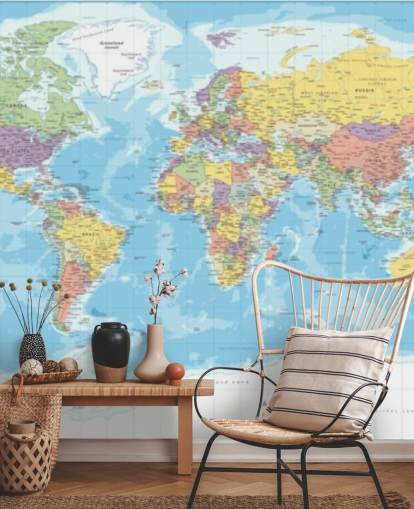 colorful europe centered world map wallpaper