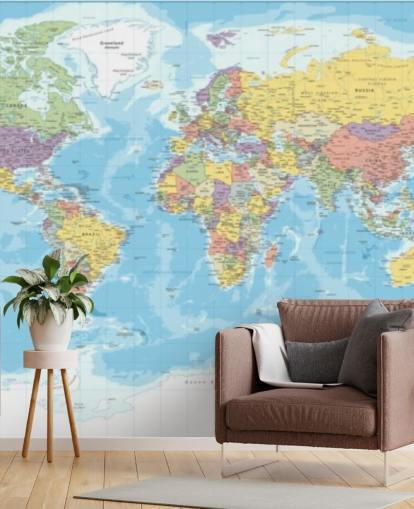 colorful europe centered world map wallpaper