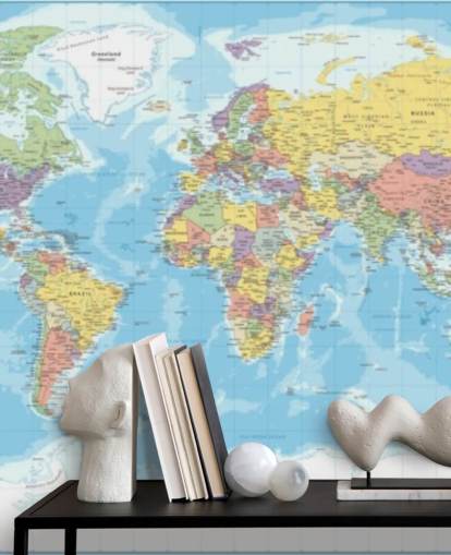 papel de parede colorido do mapa mundial centrado na Europa