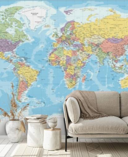 colorful europe centered world map wallpaper