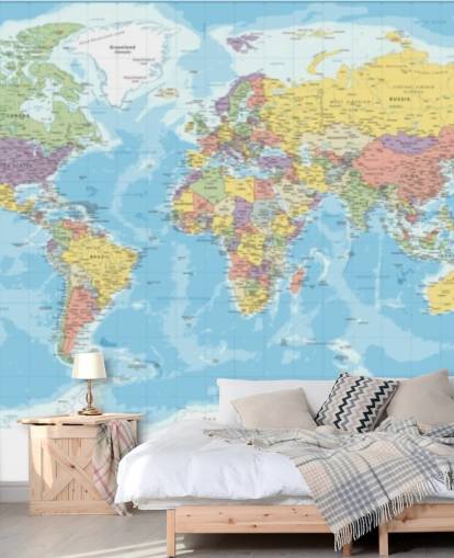colourful europe centered world map wallpaper