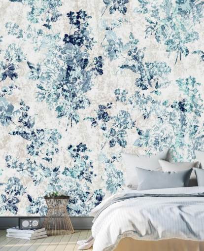 Papier Peint Floral Bleu Papier Peint Floral Bleu