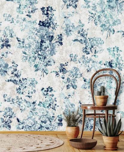 Blaue bedruckte Blumentap