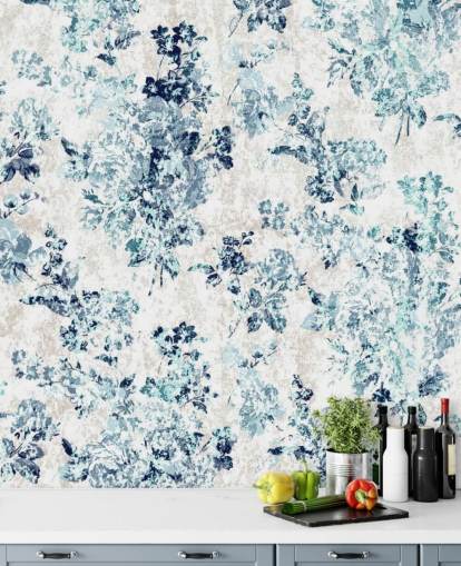 Blaue bedruckte Blumentap Blaue bedruckte Blumentap