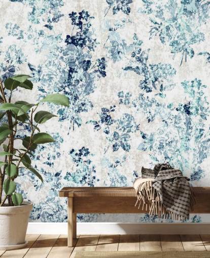 Blaue bedruckte Blumentap