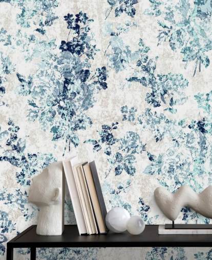 Papier Peint Floral Bleu Papier Peint Floral Bleu