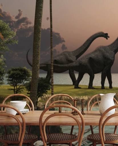 Brachiosaurus Solnedgang Dinosaur Veggmaleri Brachiosaurus Solnedgang Dinosaur Veggmaleri