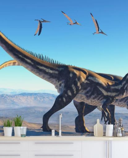 Two Allosaurus' on a Mountain Wallpaper