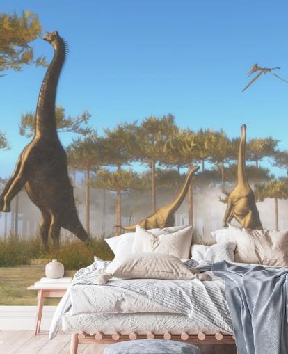Brachiosaurus Esst Baumblätter Wandgemälde Brachiosaurus Esst Baumblätter Wandgemälde