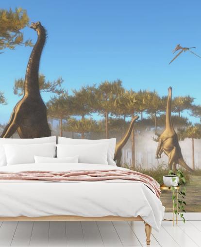 Brachiosaurus Eating Tree Leaves Wall Mural