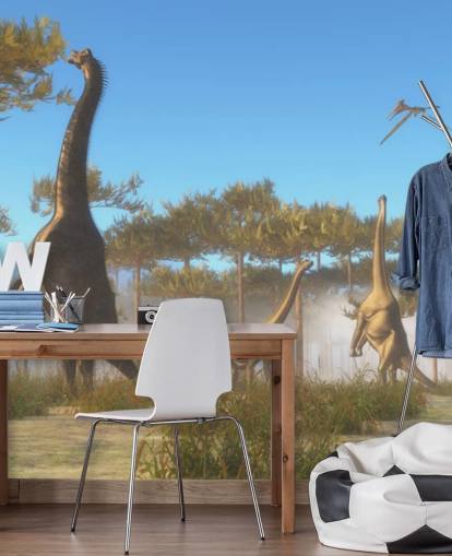 Brachiosaurus Syöminen Puu Lehdet Seinämaalaus