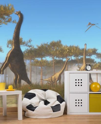 Brachiosaurus Eating Tree Leaves Wall Mural