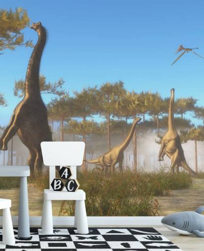 Brachiosaurus Syöminen Puu Lehdet Seinämaalaus Brachiosaurus Syöminen Puu Lehdet Seinämaalaus