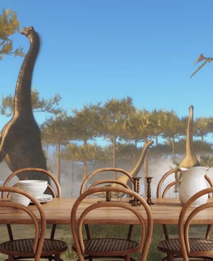 Brachiosaurus Eating Tree Leaves Wall Mural