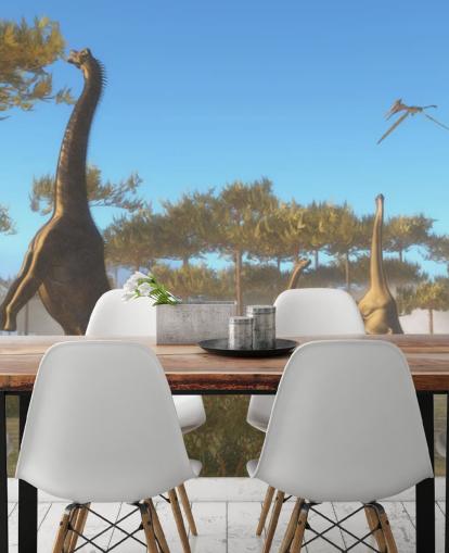 Mural de pared Brachiosaurus comiendo hojas de árboles