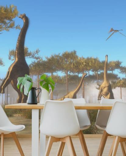 Brachiosaurus Eating Tree Leaves Wall Mural Brachiosaurus Eating Tree Leaves Wall Mural