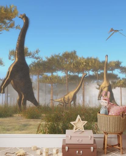 Décoration murale brachiosaure mangeant des feuilles d'arbre