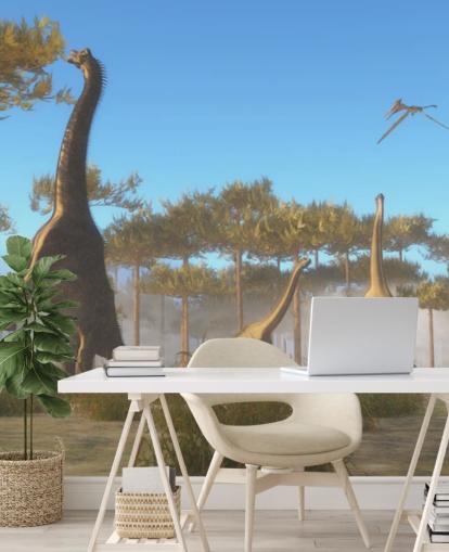 Brachiosaurus Eating Tree Leaves Wall Mural