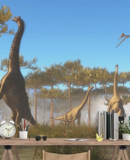 Mural de pared Brachiosaurus comiendo hojas de árboles
