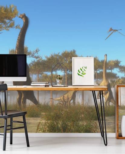 Brachiosaurus Esst Baumblätter Wandgemälde