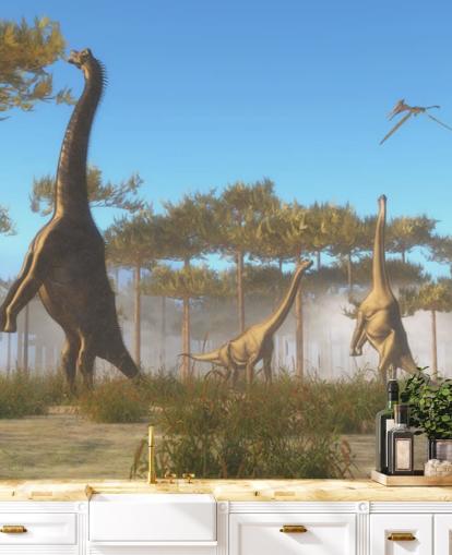 Brachiosaurus Eating Tree Leaves Wall Mural Brachiosaurus Eating Tree Leaves Wall Mural